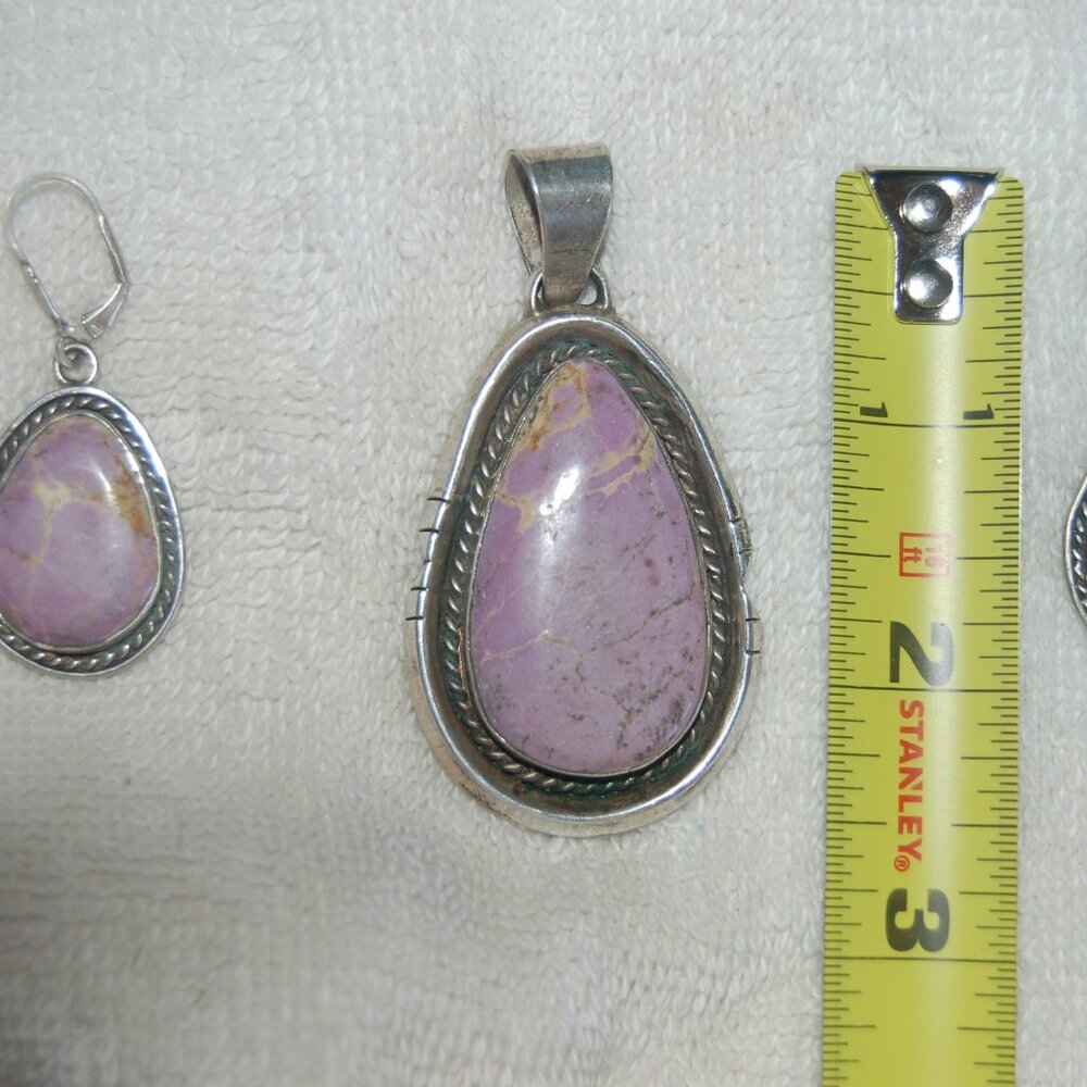 Lepidolite Pendent and earrings set in silver